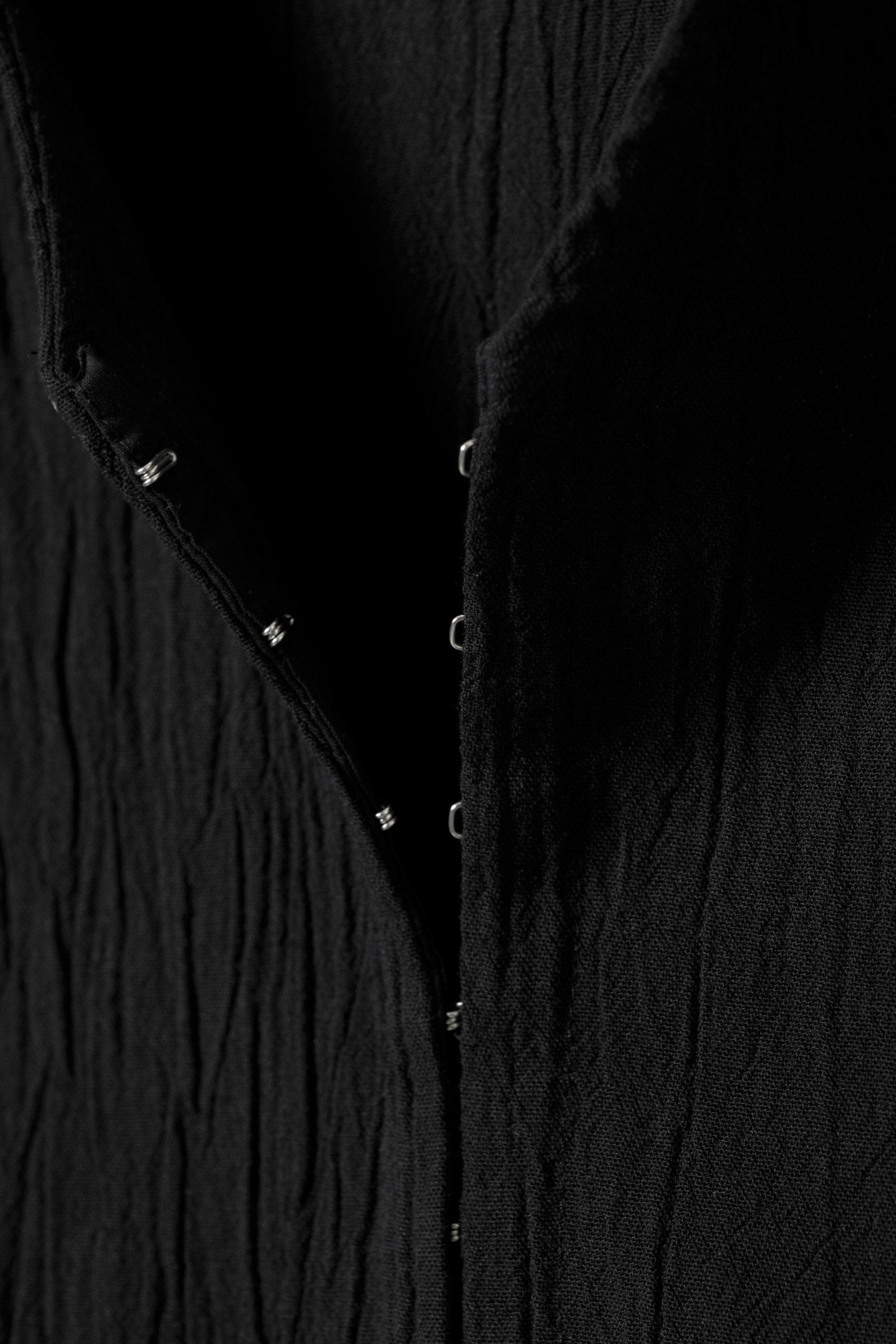 Black - Crinkled Long-Sleeved Mini Dress - 2