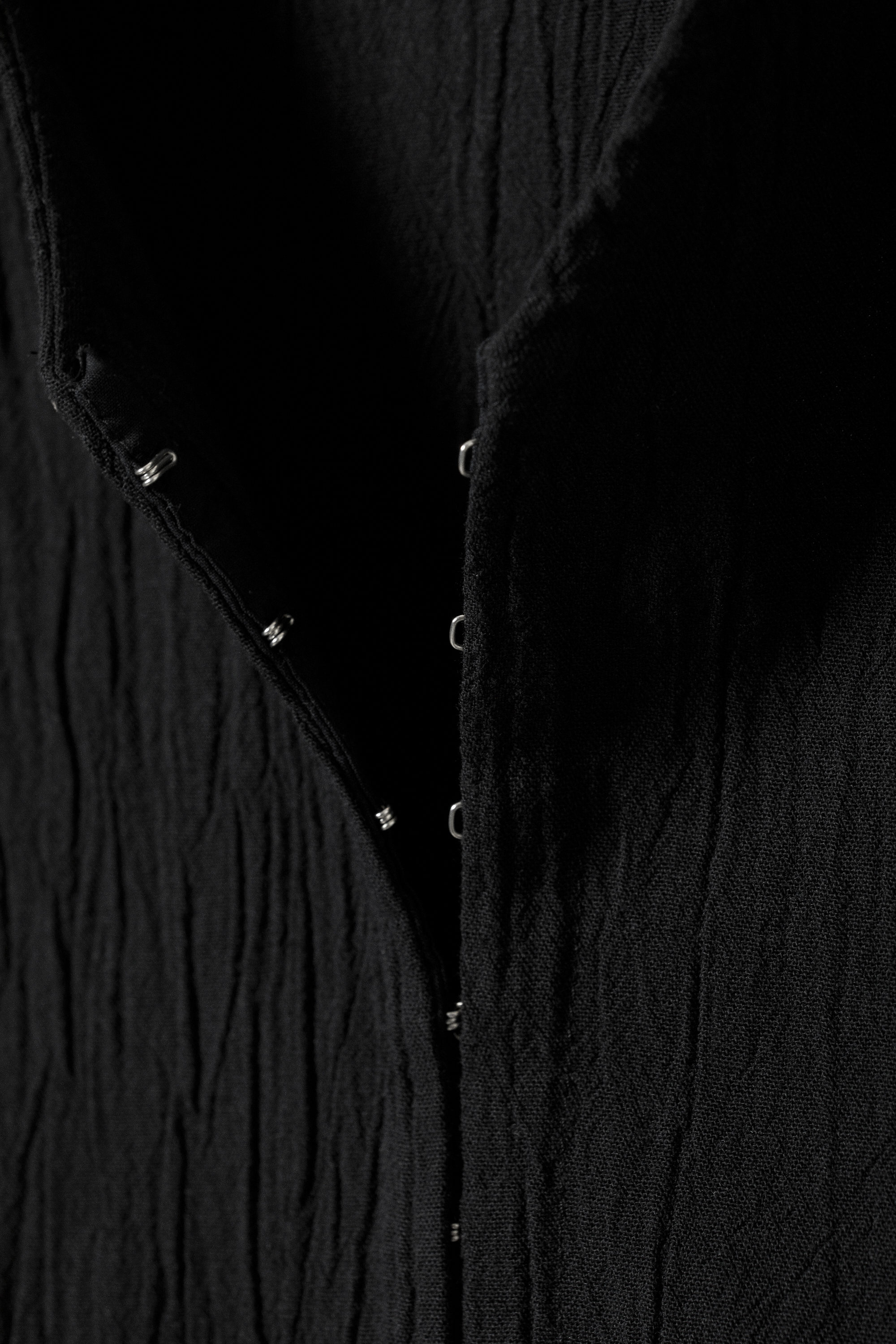 Black - Crinkled Long-Sleeved Mini Dress - 4