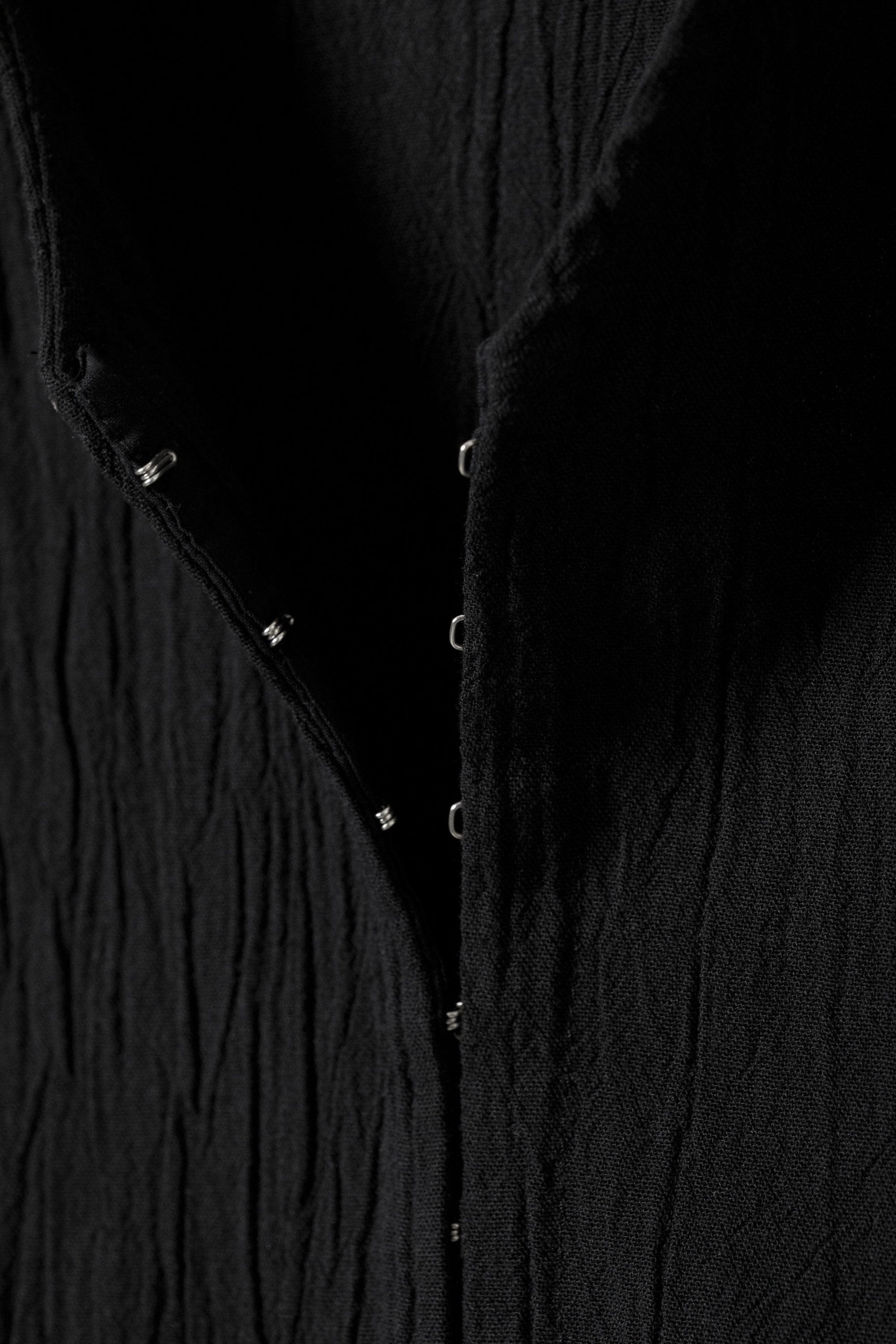 Black - Crinkled Long-Sleeved Mini Dress - 2