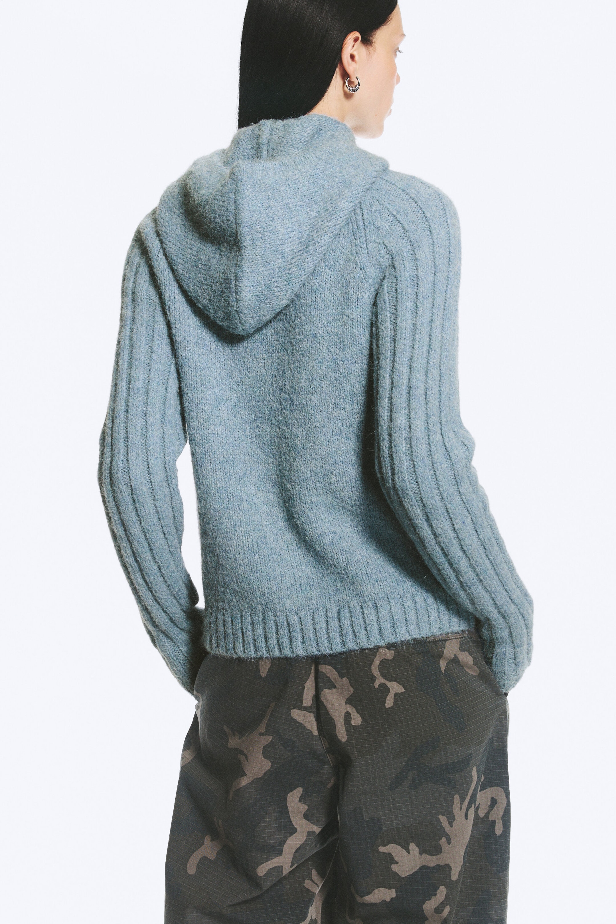 Dusty Blue - Knitted zip hoodie - 3