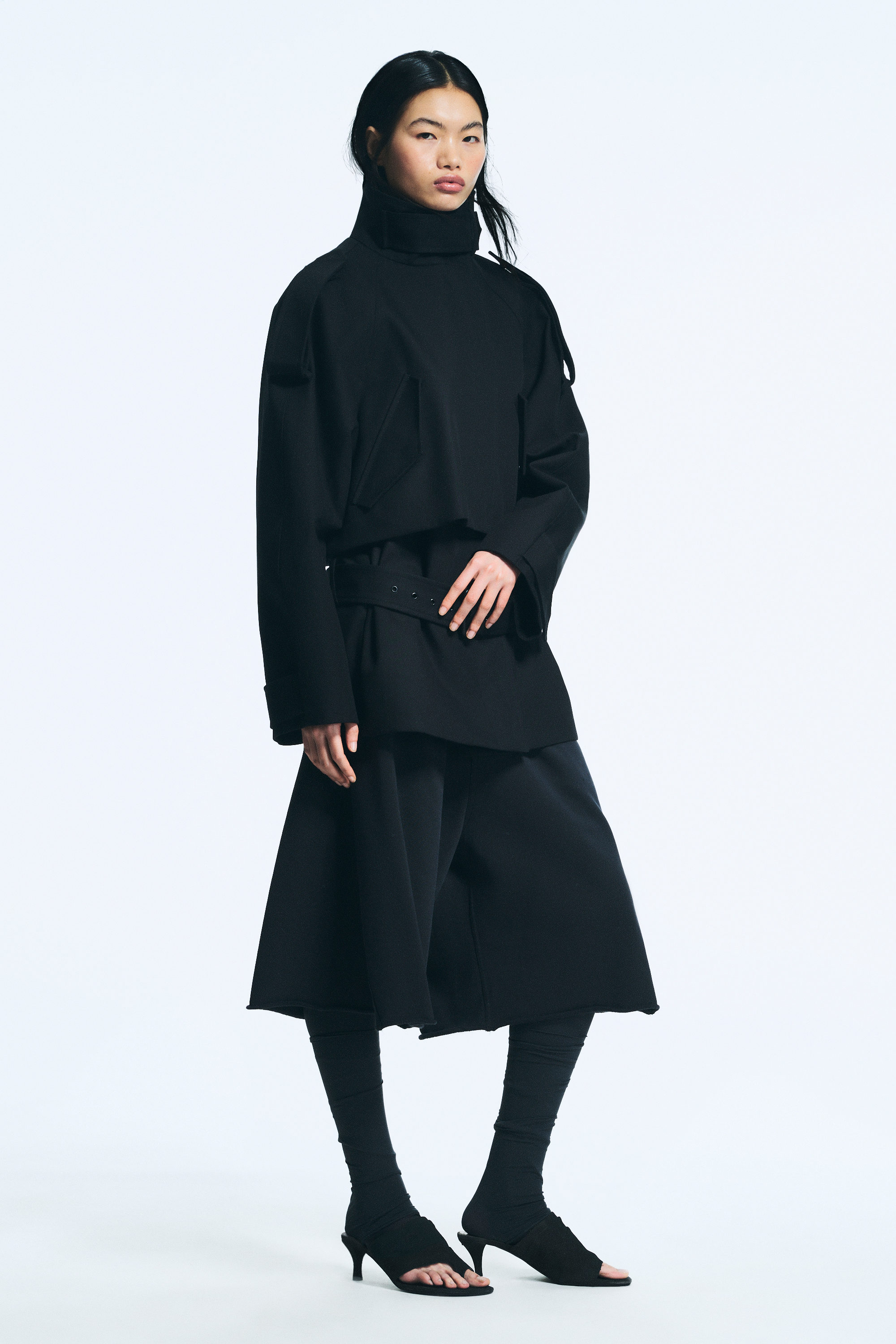 Black - Layered Technical Trench Coat - 1