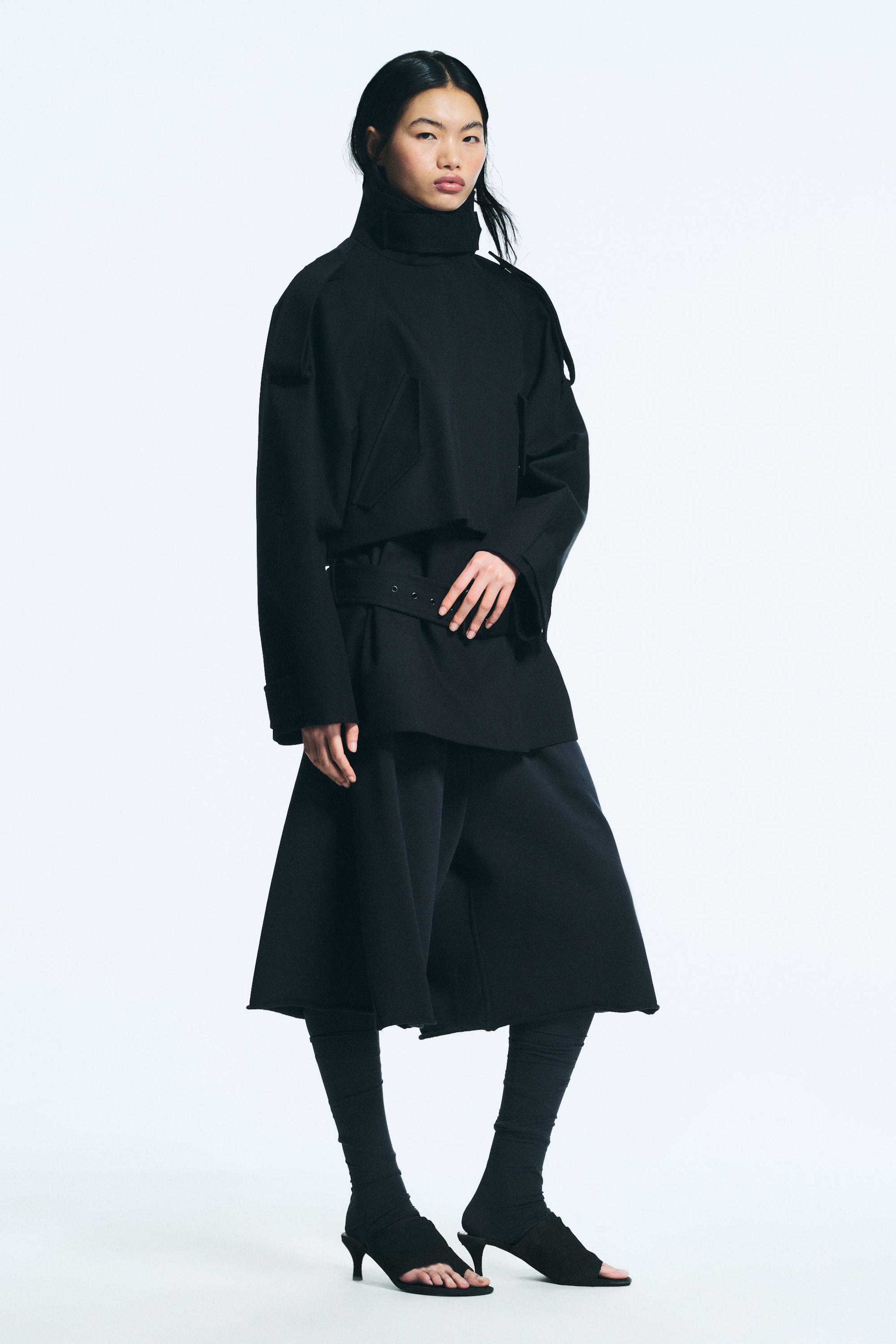 Black - Layered Technical Trench Coat - 1