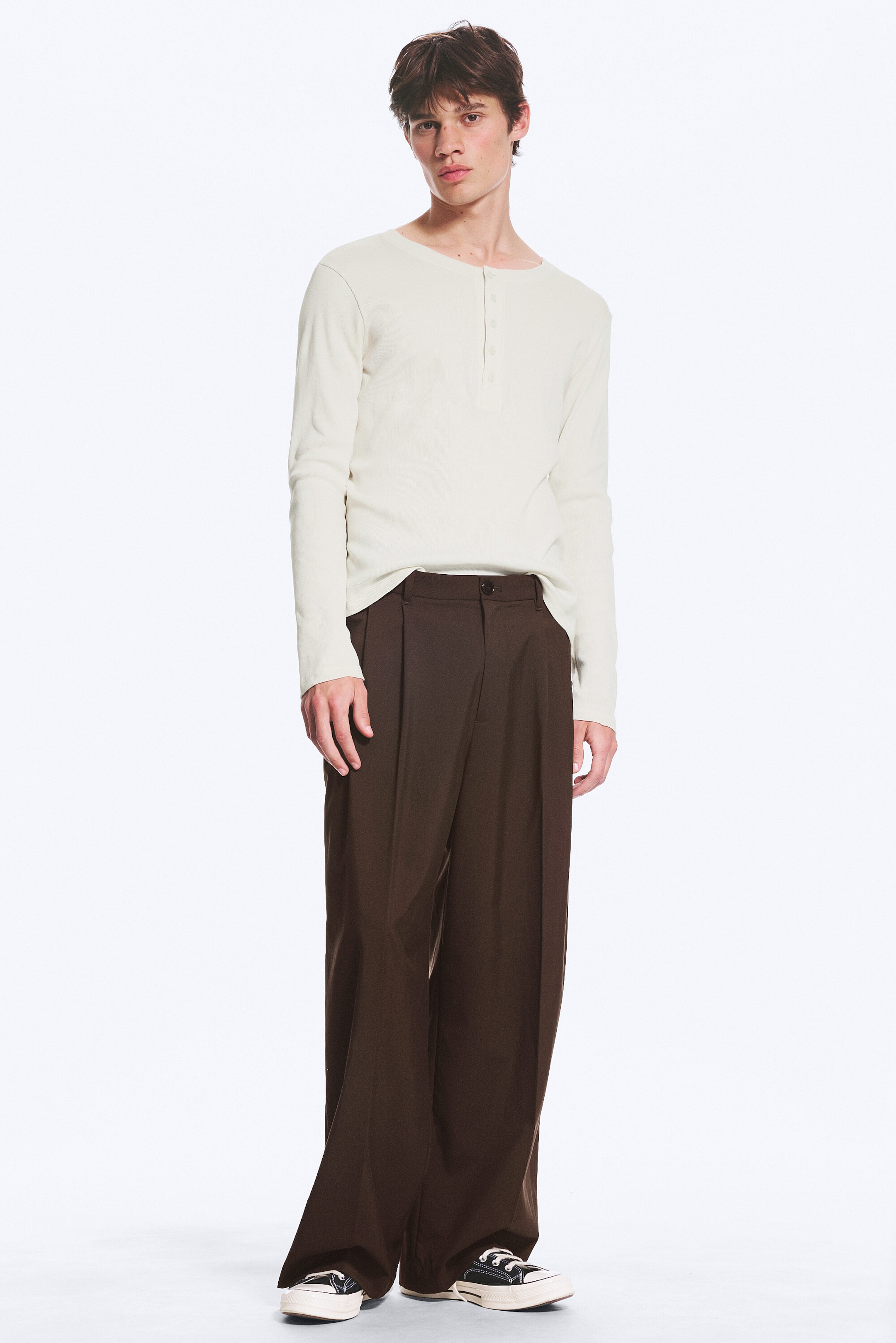 Dark Brown - Nate Baggy Fit Pleated Suit Trousers - 2