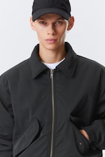 Black - Padded Twill Bomber Jacket - 1