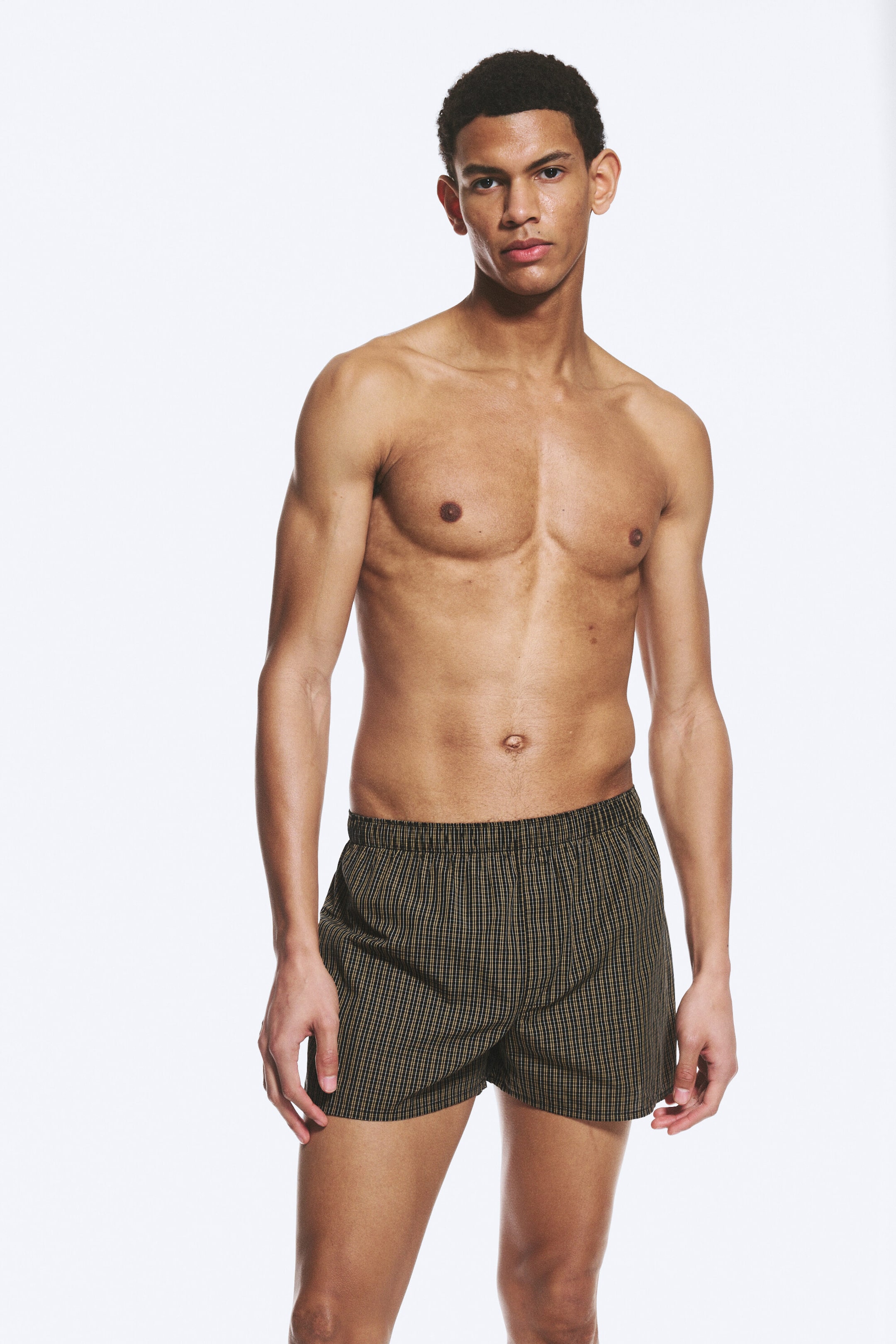 Checked Brown & Striped White - 2-pack Boxer Shorts - 2