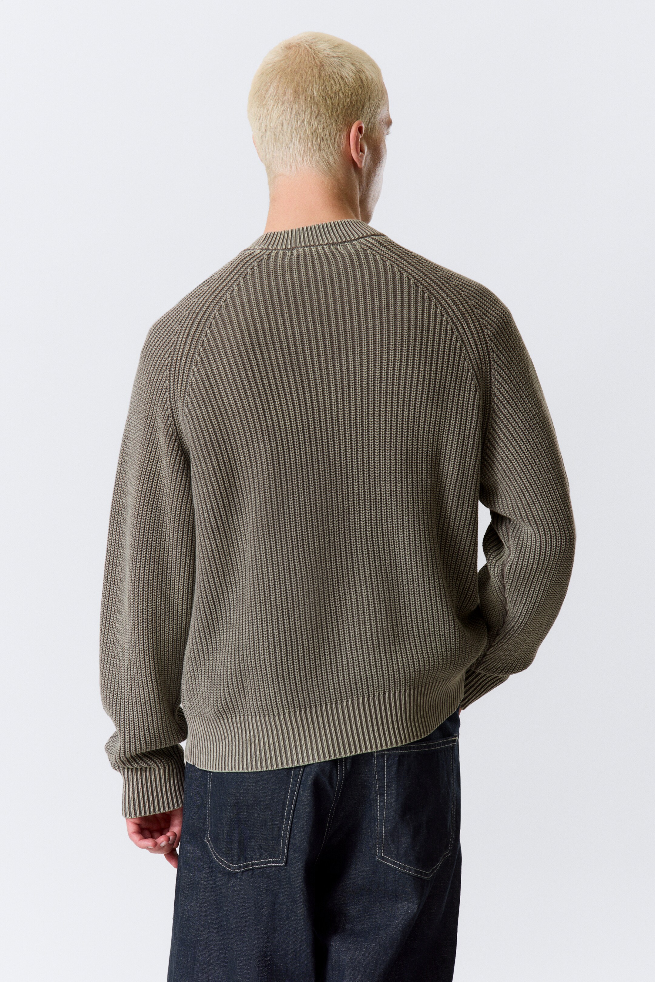 Zobacz większy obraz: Bawełniany sweter Relaxed Knitted - Washed Dark Grey Melange - ON | H&M PL 3