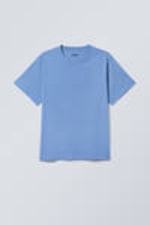 Blau - Kurzes, schweres Boxy-T-Shirt - 0