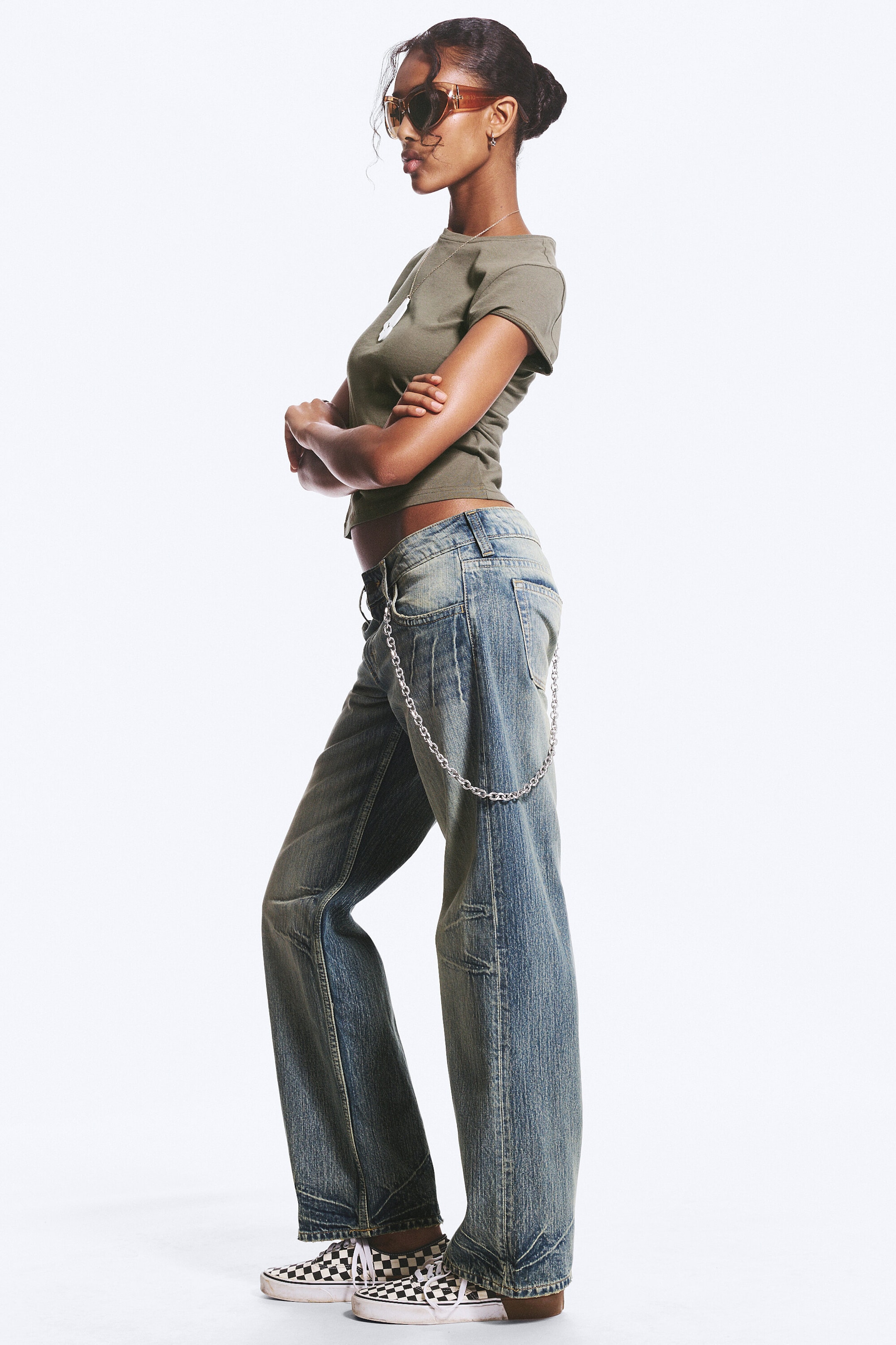 Hazy Blue - Mittelblau - Messy Low Rise Regular Straight Jeans - 2