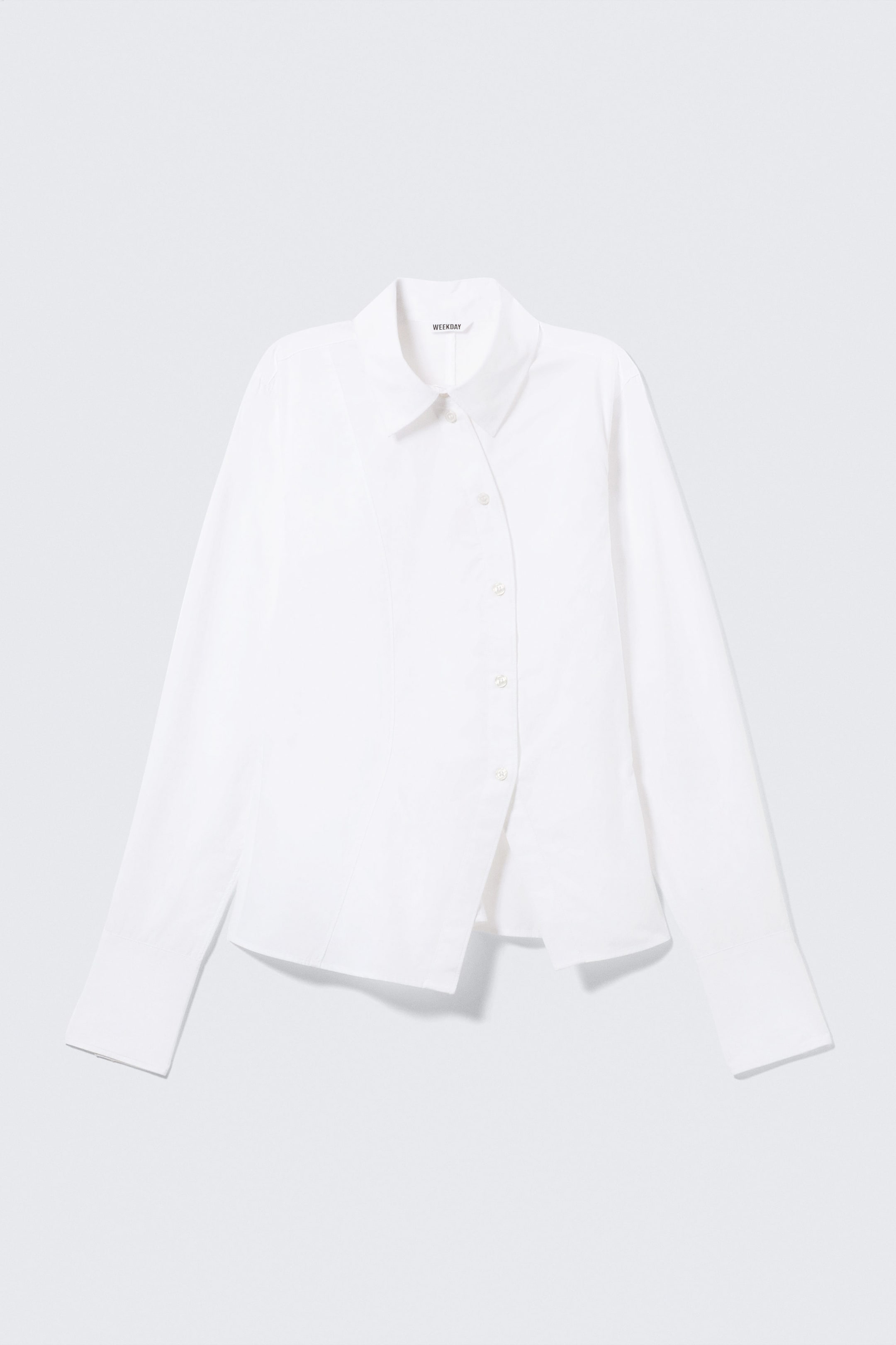 White - Asymmetric Fitted Poplin Shirt - 5