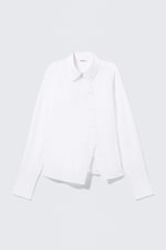 White - Asymmetric Fitted Poplin Shirt - 5
