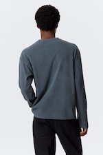 Washed Blue - Loose Boxy Long-Sleeved T-shirt - 2