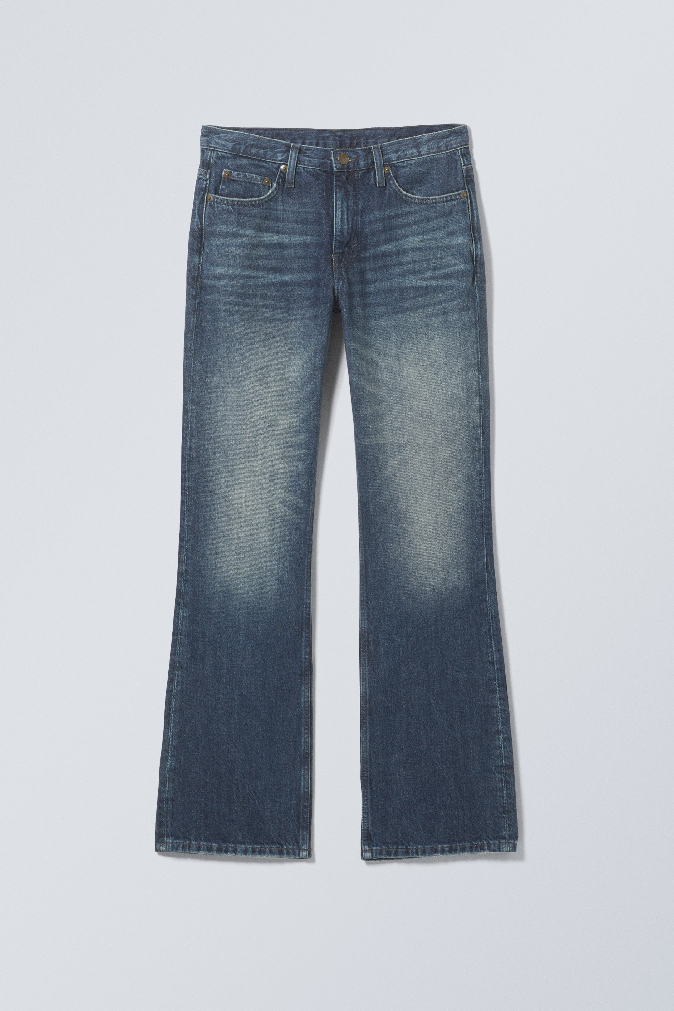 Deep Cyan - Medium Blue - Moon Mid Rise Regular Bootcut Jeans - 0