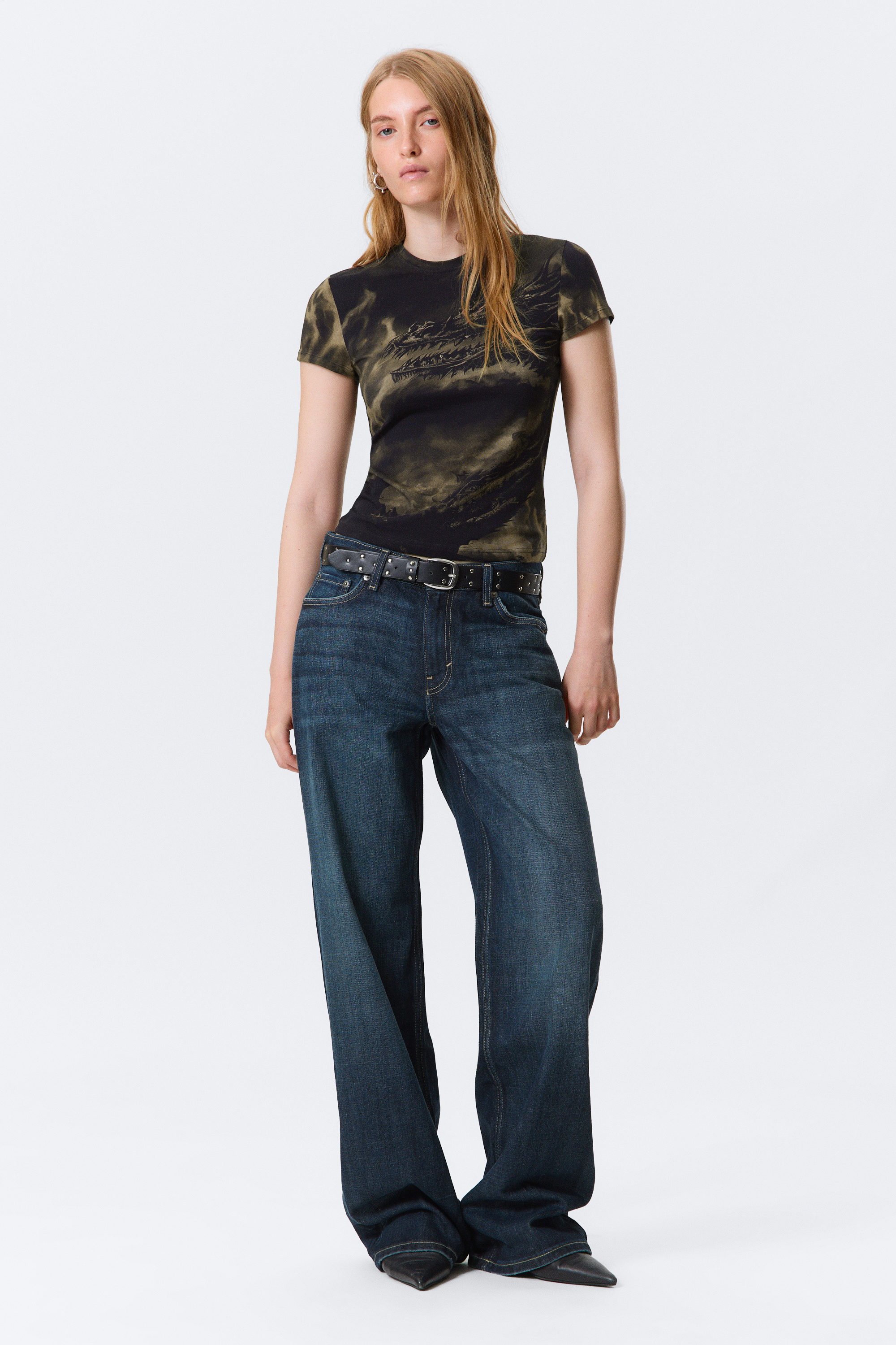 Dark Brown - Dragon - Slim Printed Baby Tee - 2