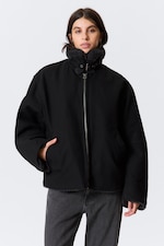 Black - Fur-Lined Canvas Jacket - 1