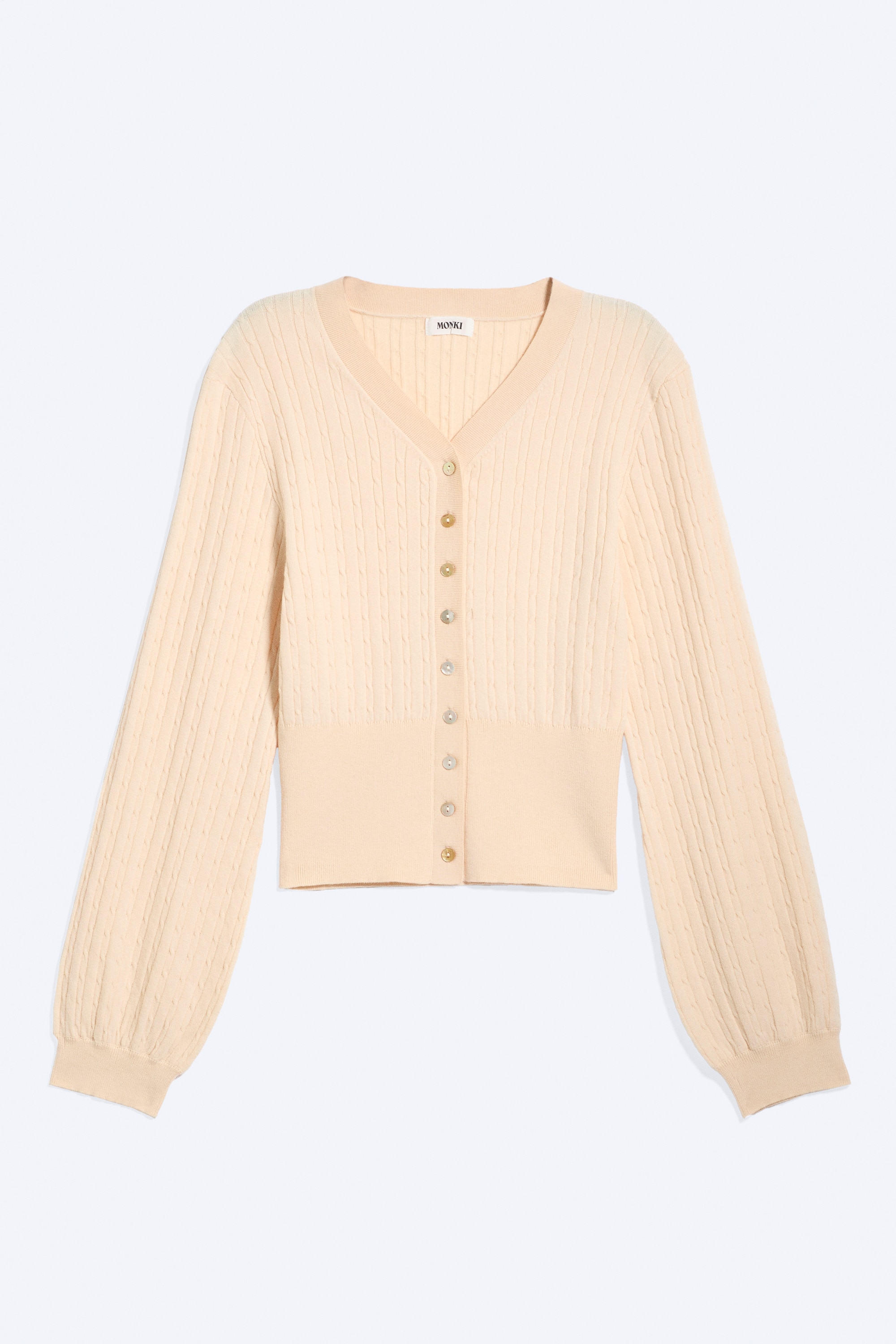 Cardigan in maglia con scollo a V - Beige/Talpa