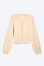Beige - Cardigan En Maille À Col V - 4