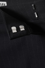 Dunkelblau - Nadelstreifen - Midi-Anzugrock mit Bundfalten - 4