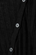 Black - Asymmetric Linen Blend Cardigan - 5