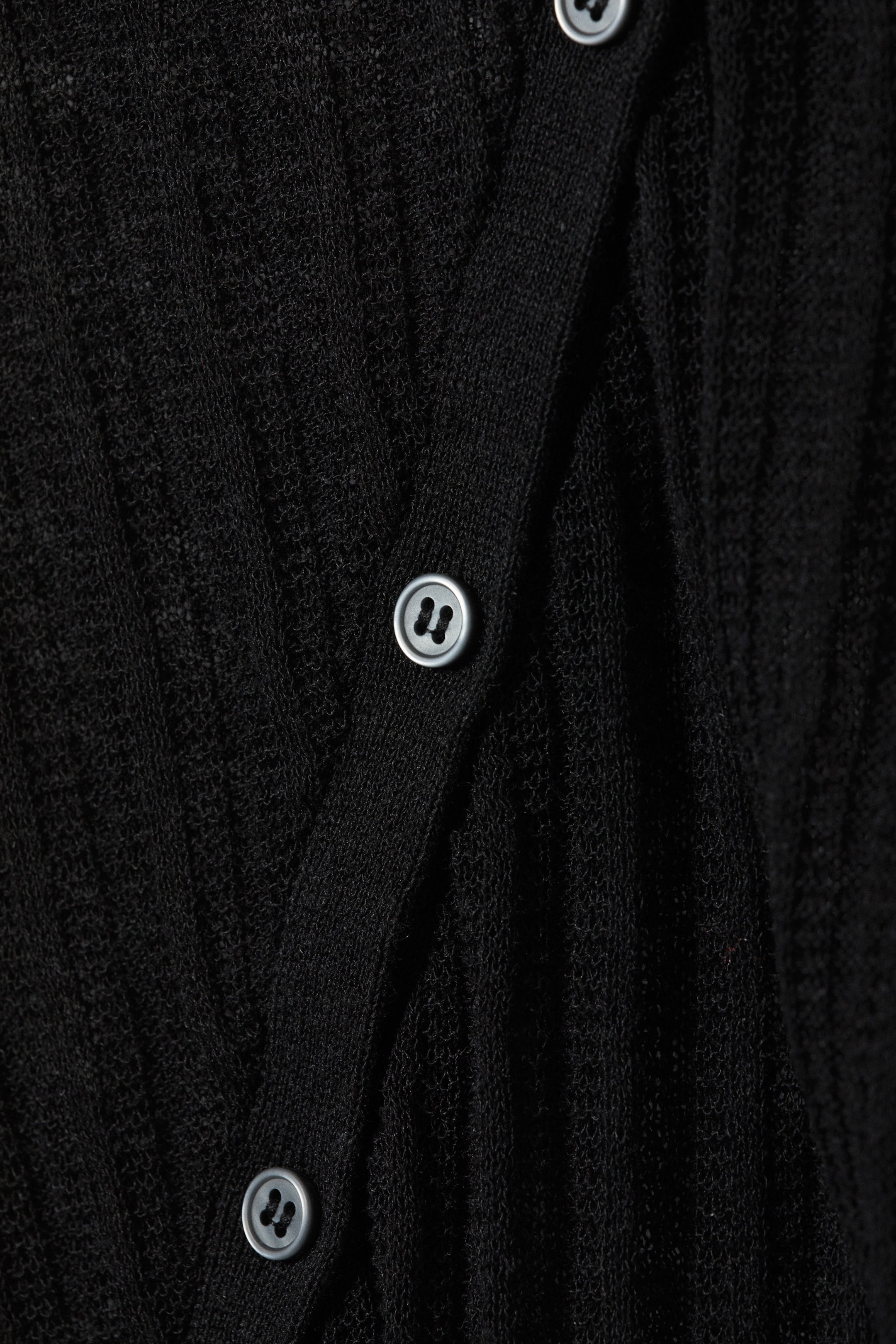 Schwarz - Asymmetrischer Cardigan aus Leinenmischung - 2