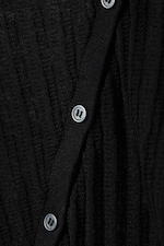 Black - Asymmetric Linen Blend Cardigan - 1