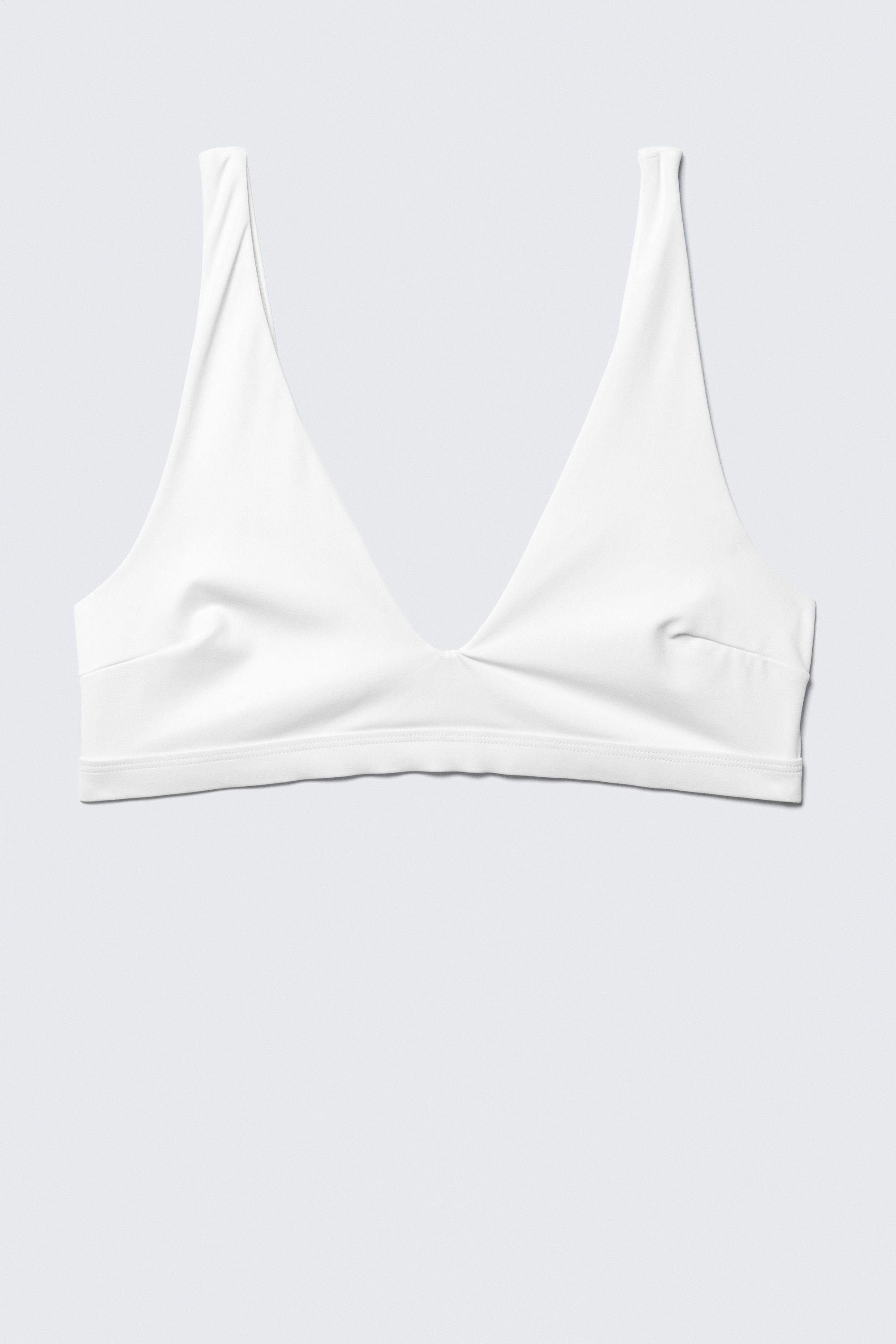 Top bikini z głębokim bez zapięcia - Biały/Czarny