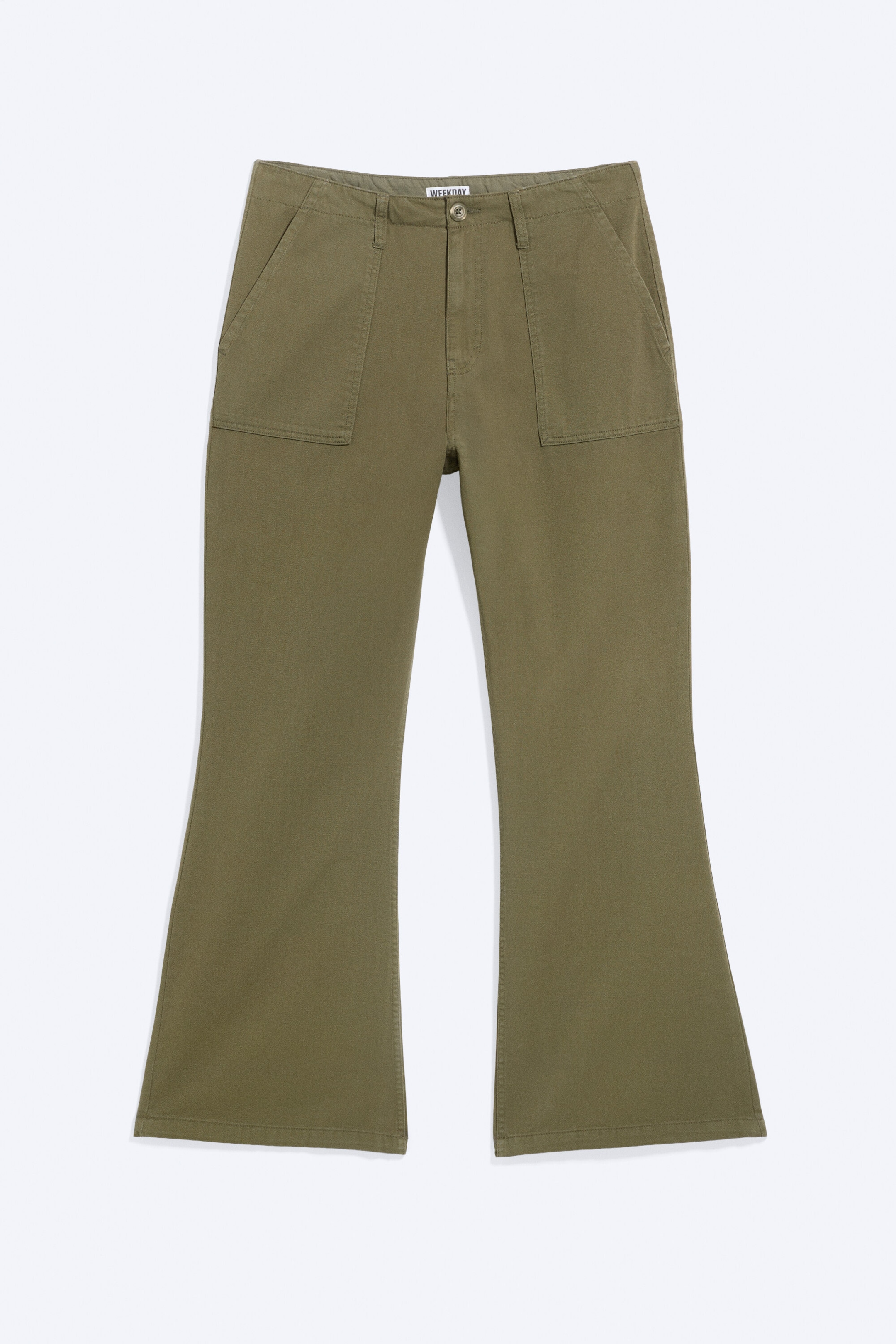 Mörk Khakigrön - Lågmidjade bootcut-workwear-byxor - 1