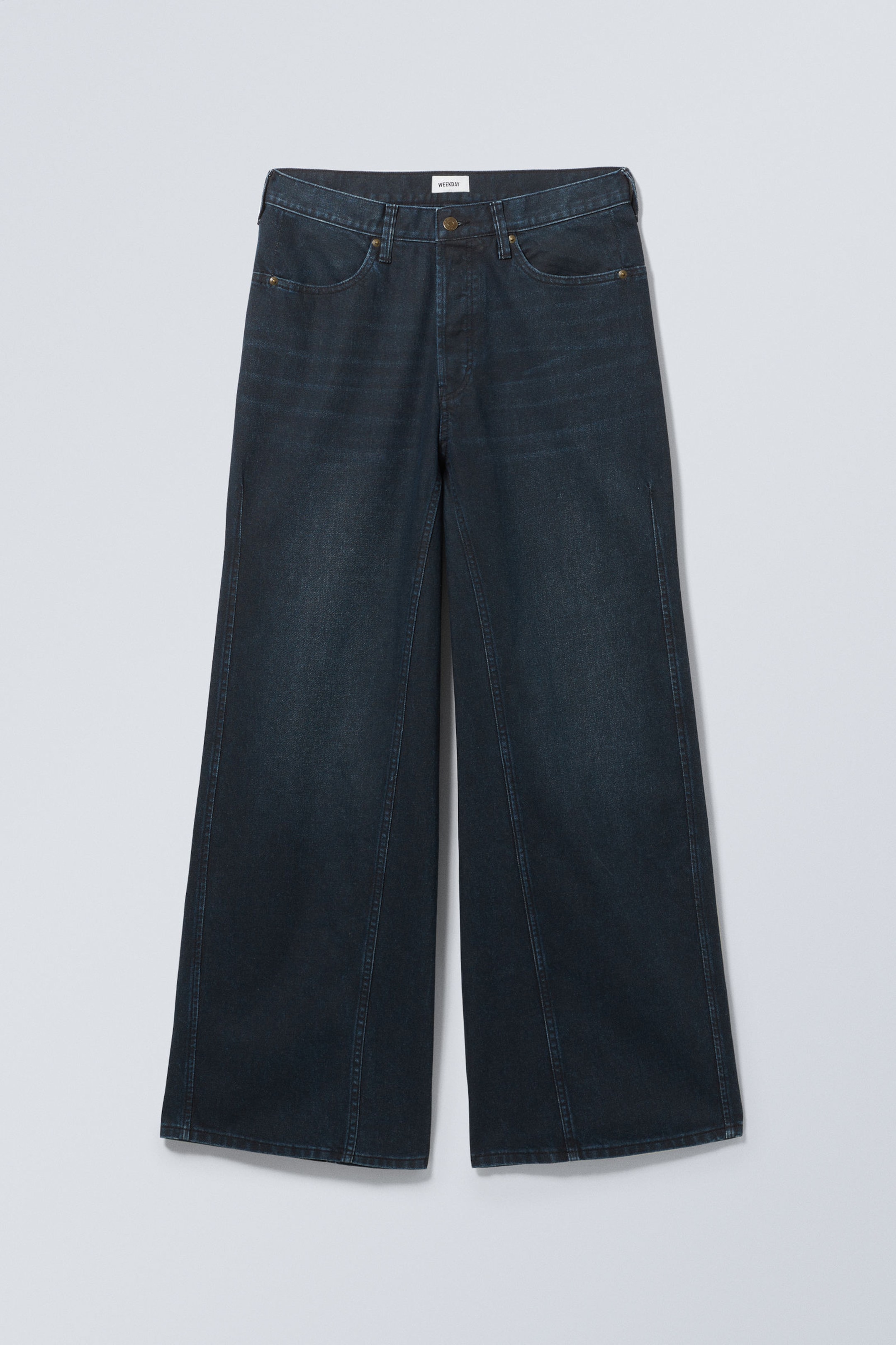 Blauwe laag - Losse jeans met wijde pijpen en normale taille - 1