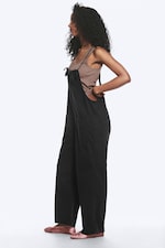 Schwarz - Bequeme Latzhose mit geradem Bein - 2