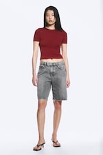 Dark Red - Slim Fitted T-shirt - 1