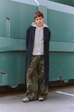 Dark Blue Melange - Oversized Single-Breasted Wool Blend Coat - 3