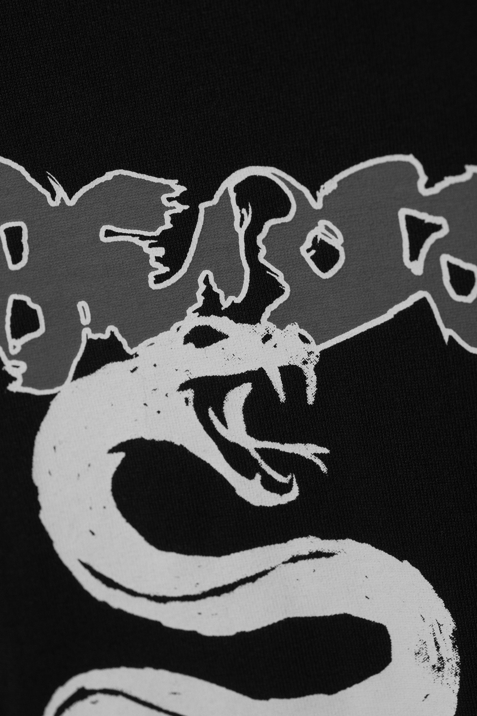 Black - Cyber Snake - Relaxed Graphic Printed T-shirt - 5