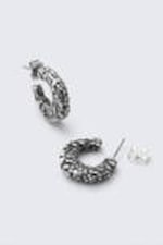 Silver - Smashed Chunky Hoop Earrings - 1