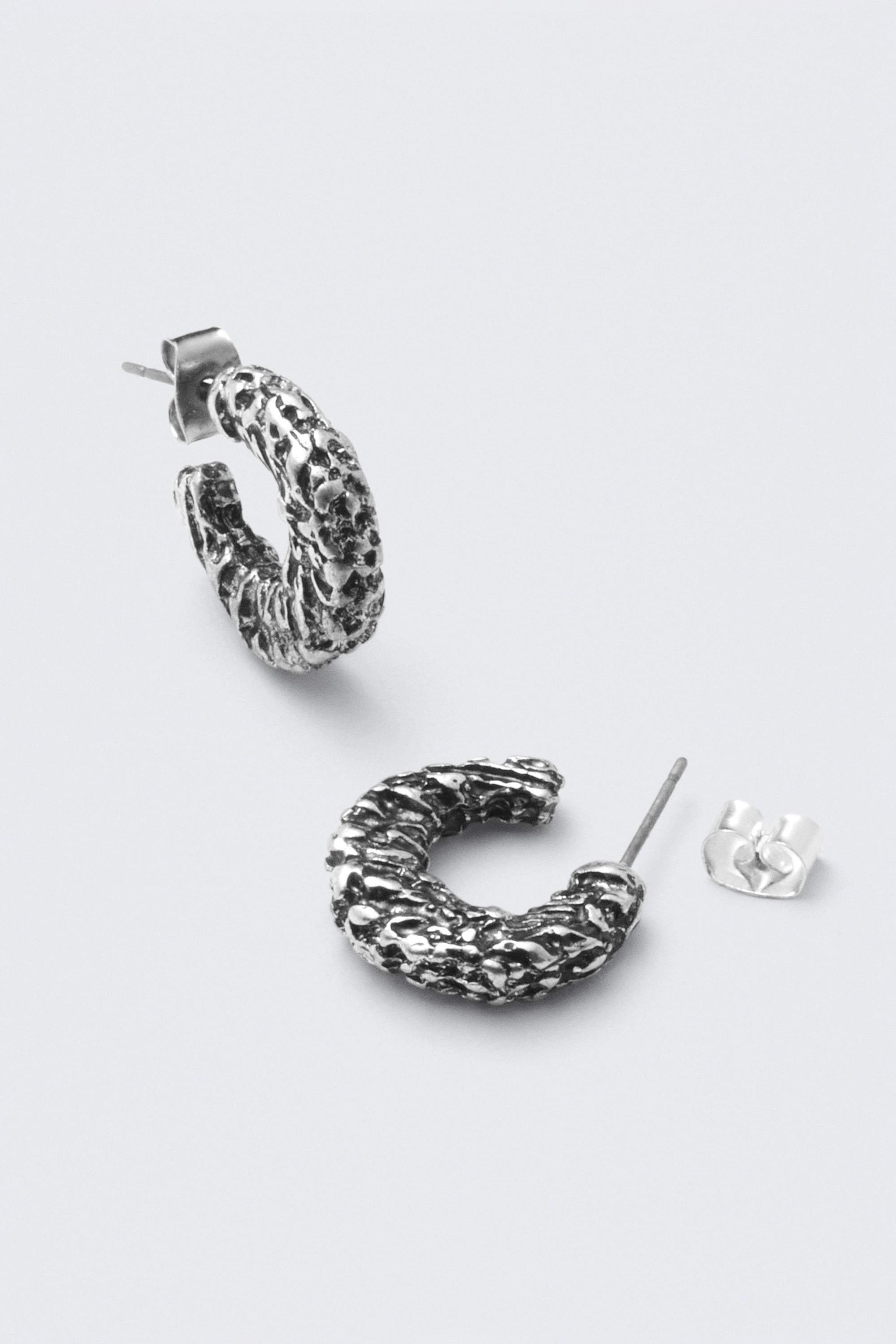 Silver - Smashed Chunky Hoop-Örhängen - 2