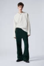 Dark Green - Flared Loose Fit Sweatpants - 0