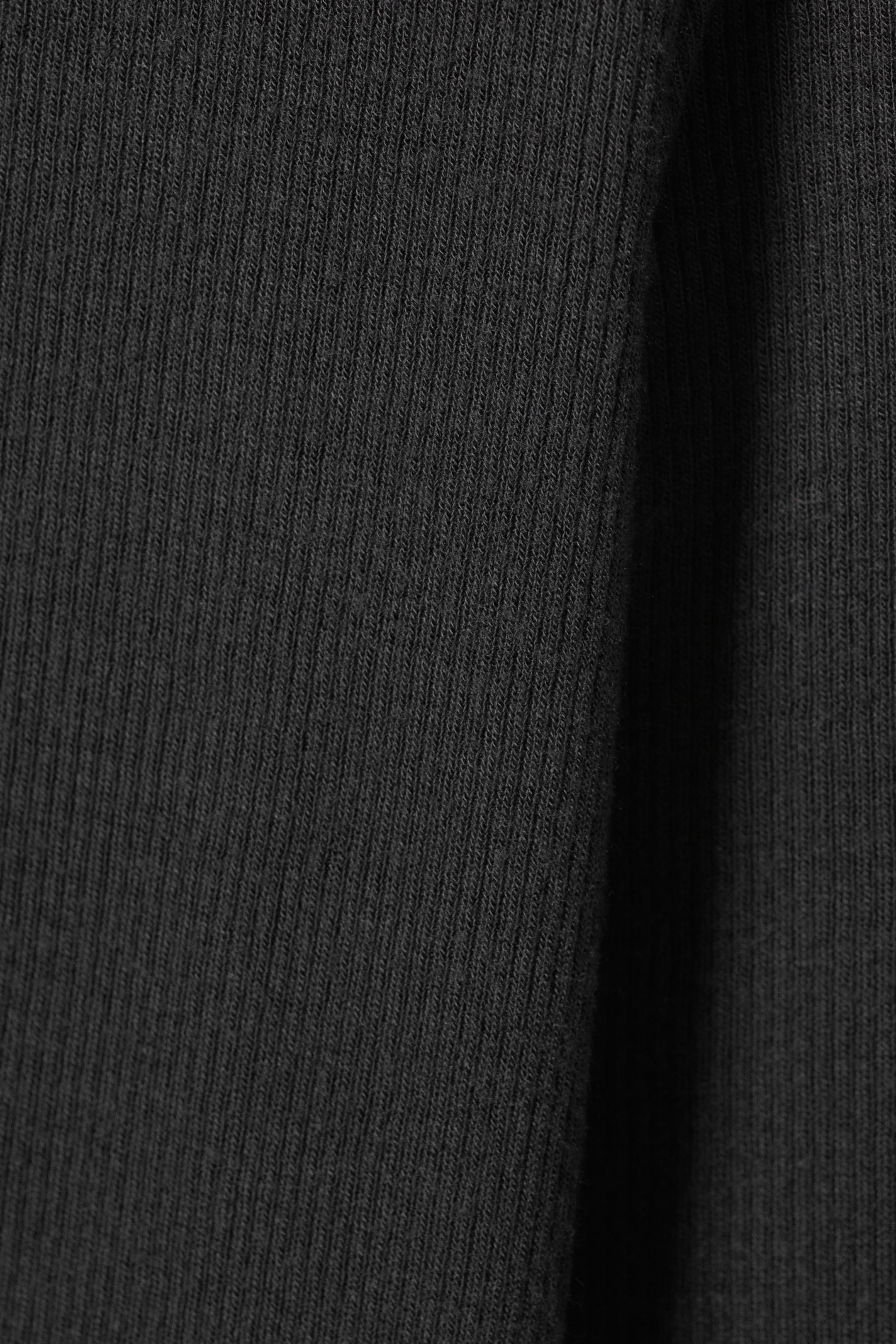 Dark Grey - Sheer Ribbed Long Sleeve Top - 1