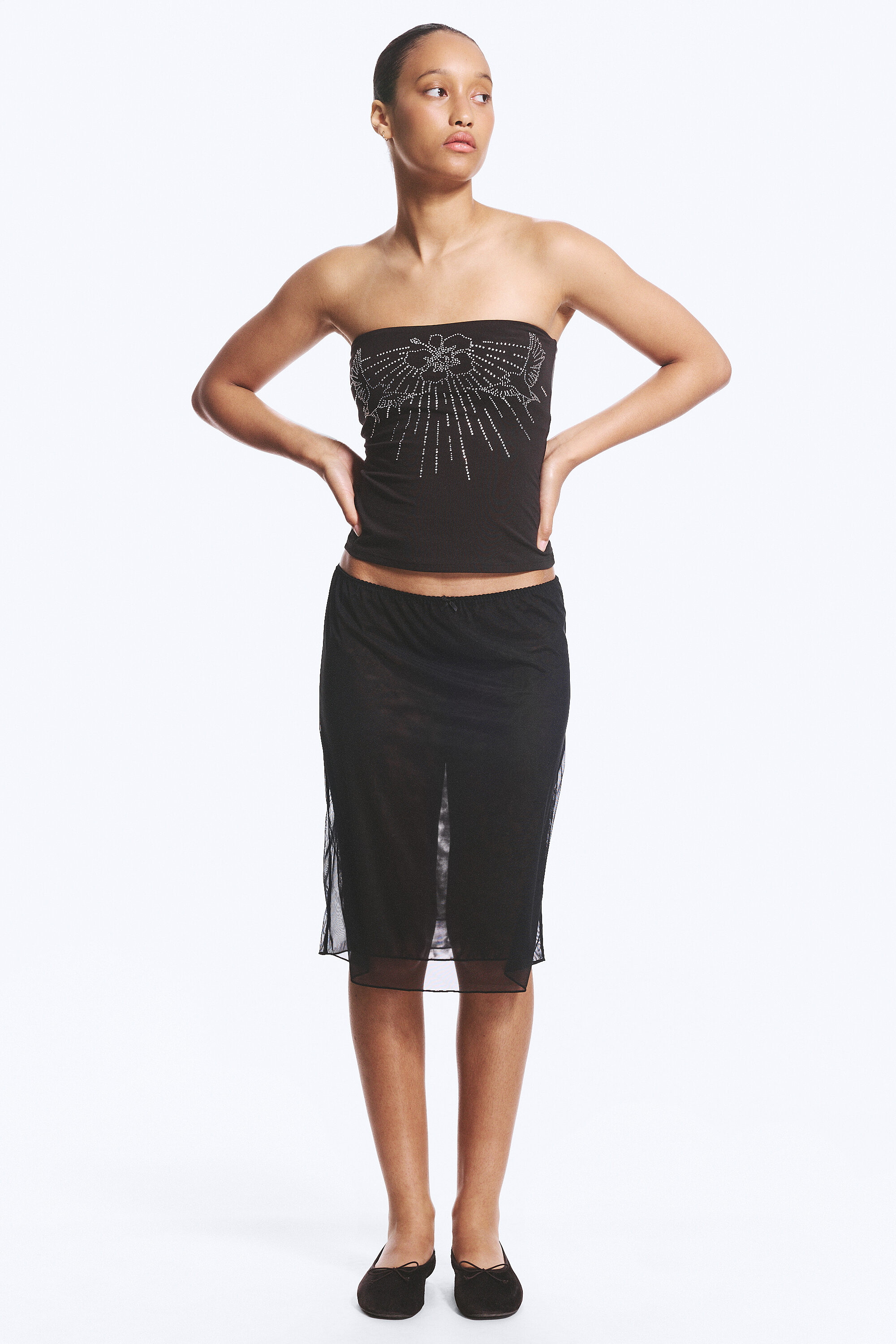 double layered mesh skirt - Black | Monki WW