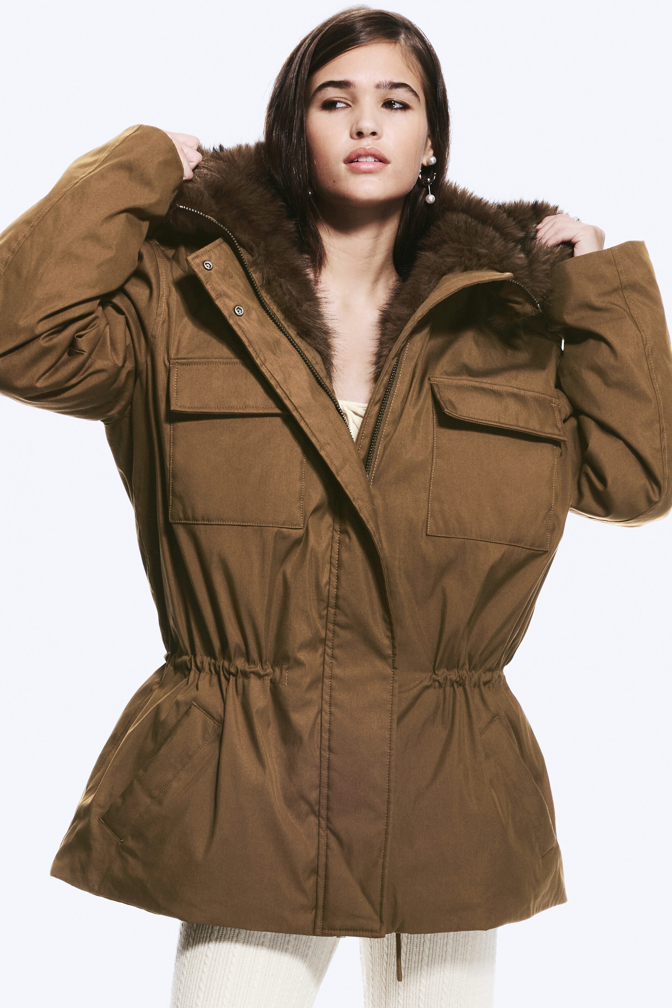 Brown - Fur-Trimmed Cotton Canvas Parka - 1