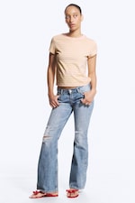 Randig Limegul/Persikorosa - Regular Fit Mini T-shirt - 0