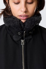 Black - Fur-Lined Canvas Jacket - 2