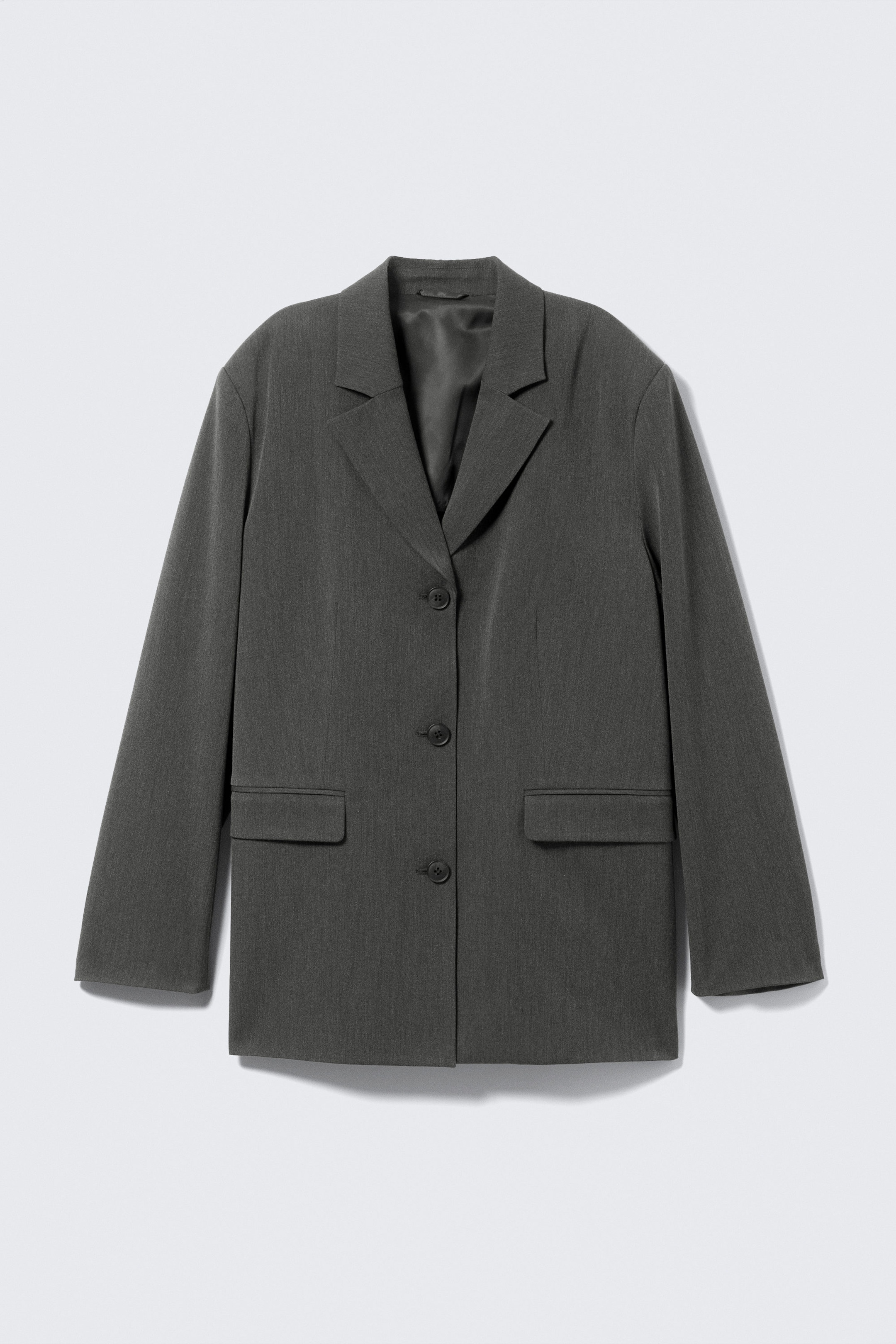 Dunkelgrau meliert - Blazer aus fließendem Anzugstoff - 4