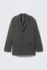 Dunkelgrau meliert - Blazer aus fließendem Anzugstoff - 4