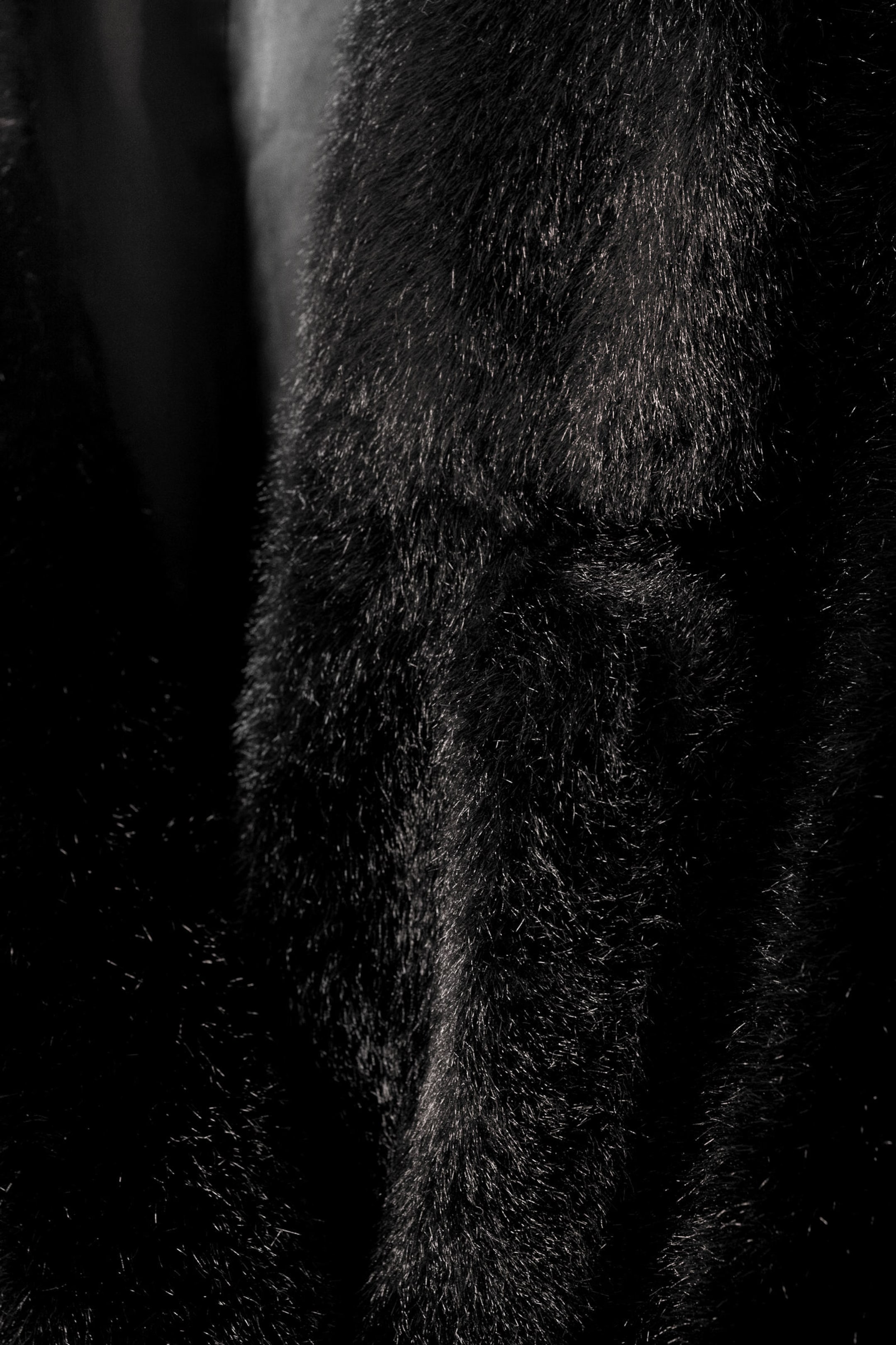Black/Brown - Two-Toned - Double-Breasted Oversized Faux Fur Coat - 1