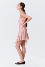 Pink - Floral - Sleeveless Square-Neck Mini Dress - 2
