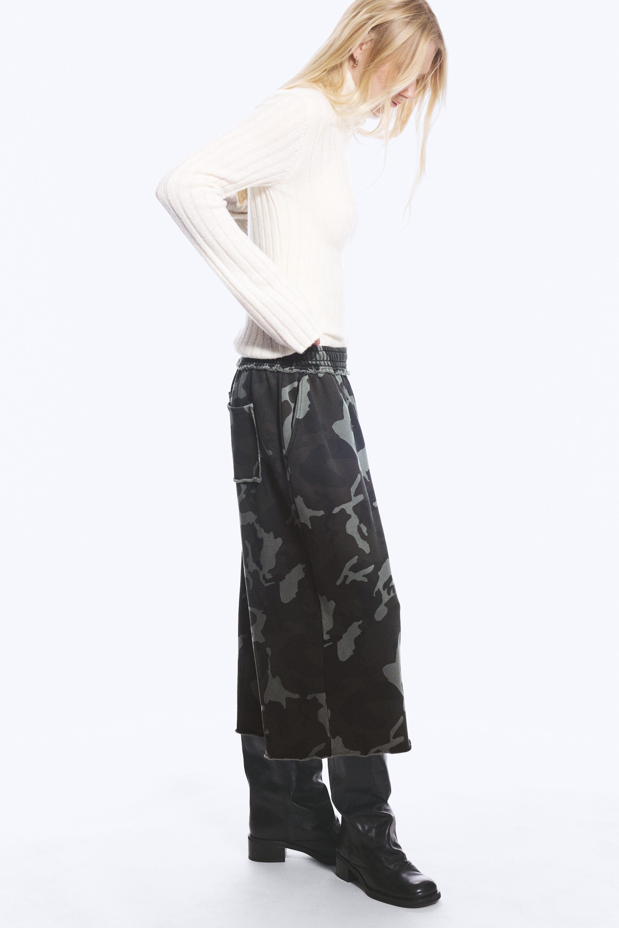 Dark Khaki Green - Camo - Terry 7/8th trousers - 5