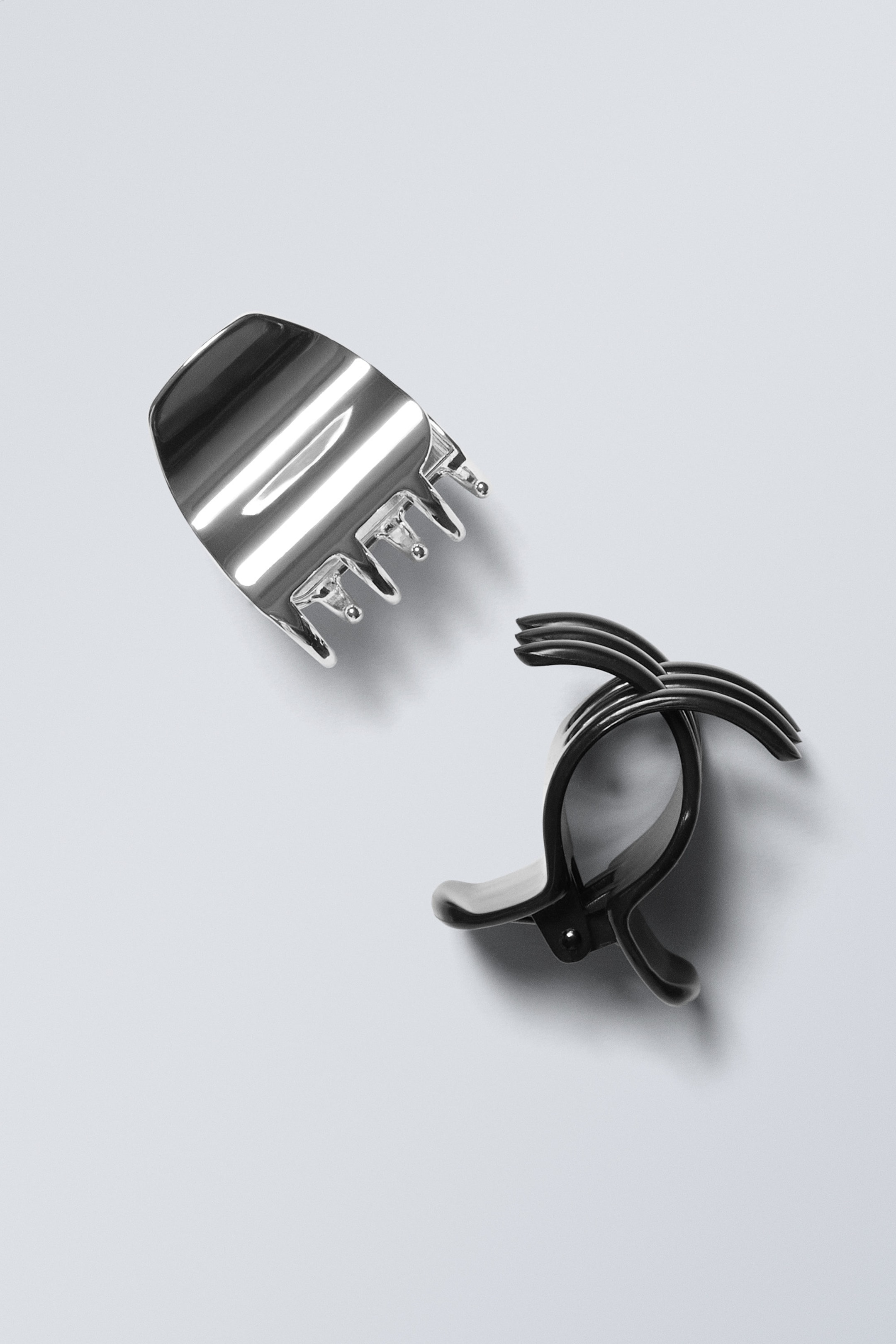 Schwarz/Silber - 2er-Pack Mini-Haarklammern - 0