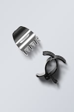 Schwarz/Silber - 2er-Pack Mini-Haarklammern - 0