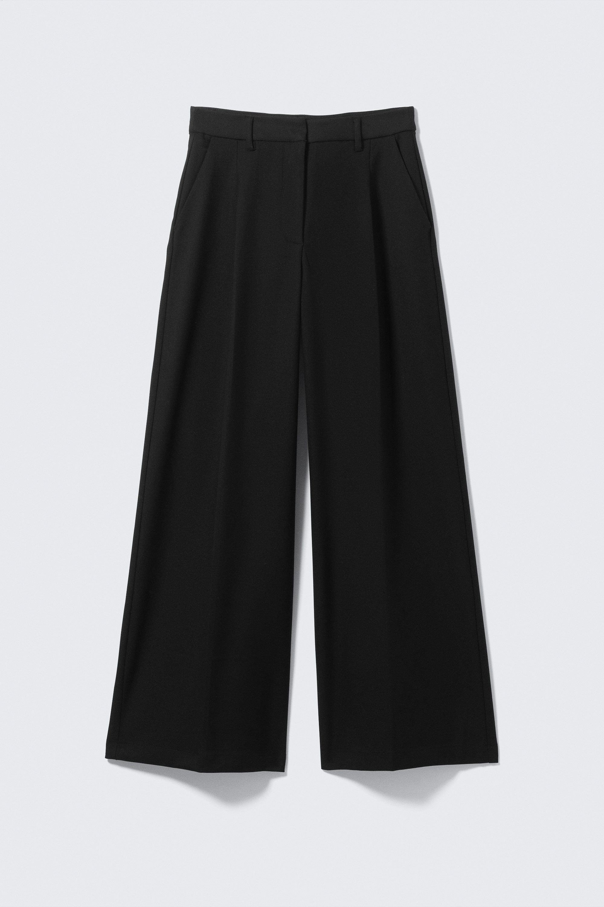 Black - Pleated High Waist Wide Leg Suiting Trousers - 5