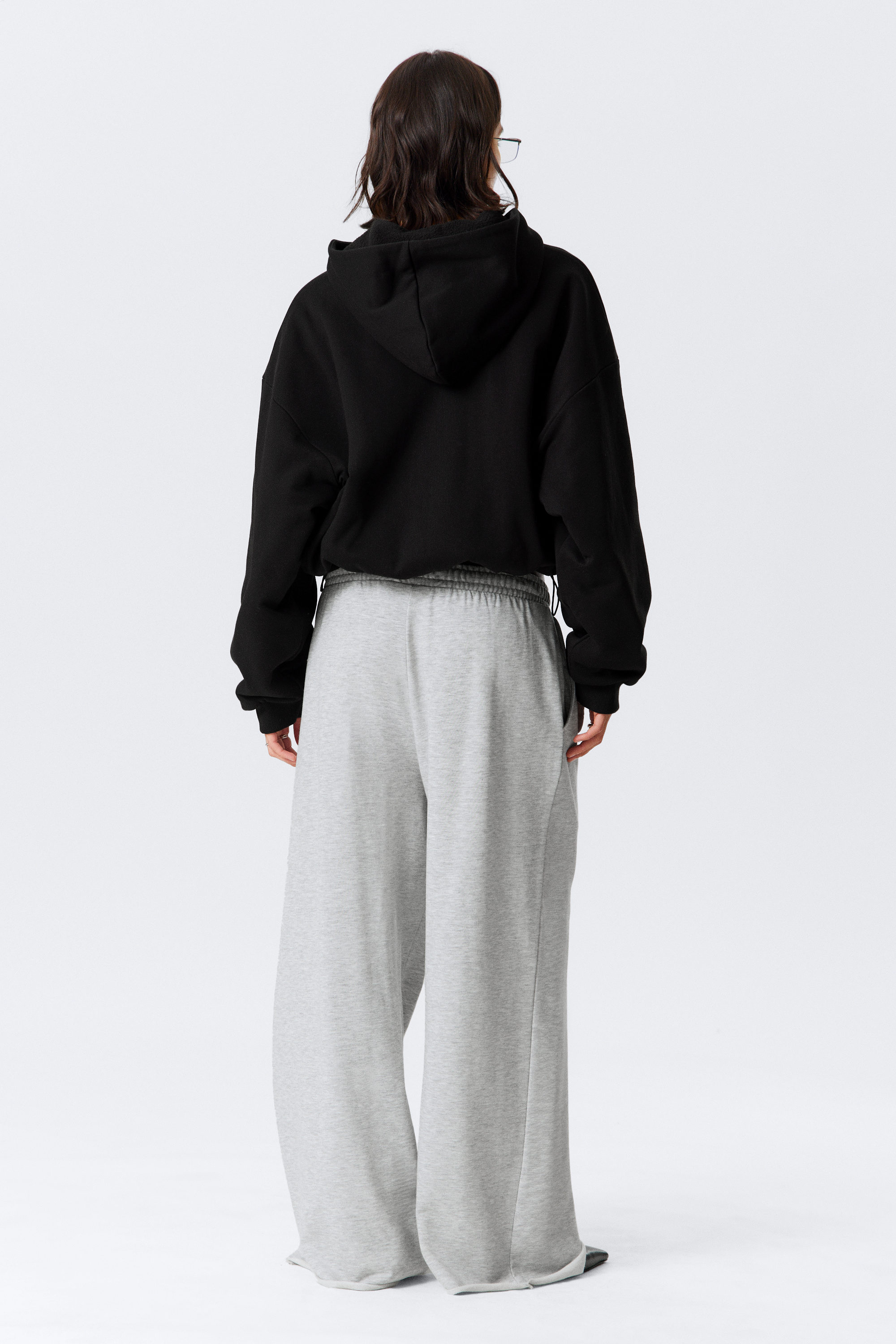 Grey Melange - Oversized Wide Leg Terry Sweatpants - 3