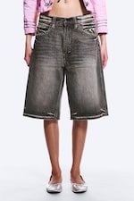 Smokey Black - Dark Black - LOOSER LOW WAIST LOOSE STRAIGHT DENIM SHORTS - 2