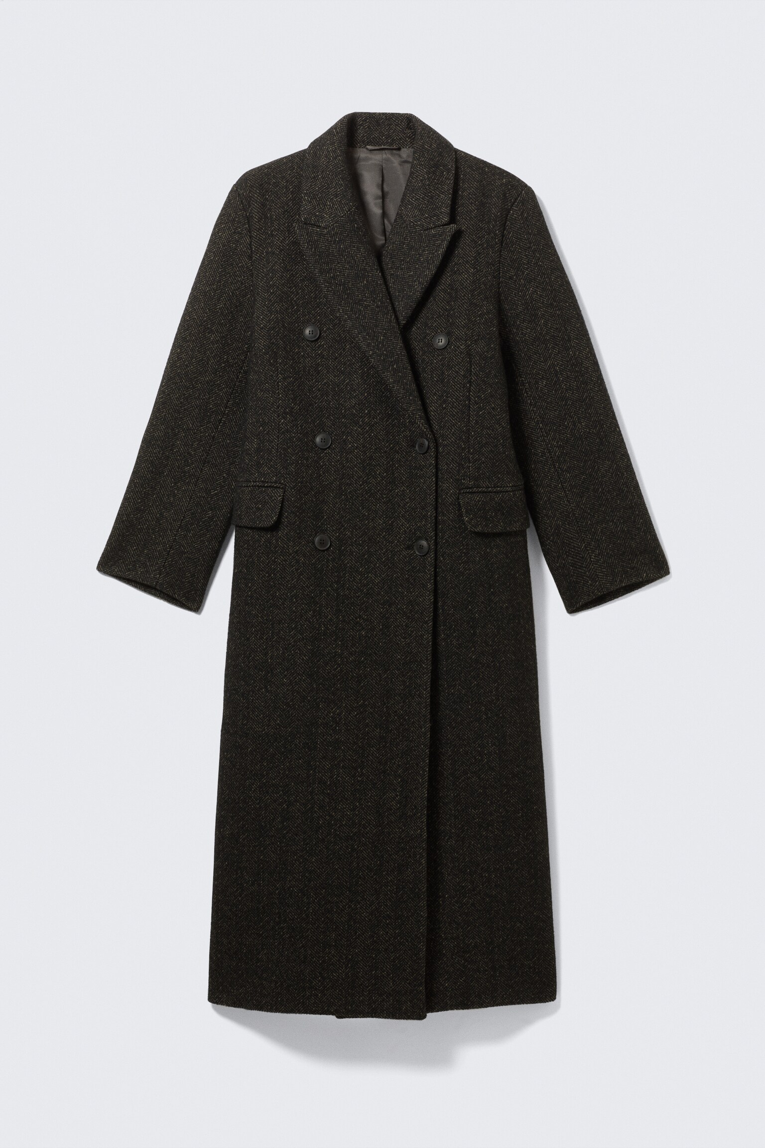 Oversized Double-Breasted Wool-Blend Coat - Dark Brown - 2